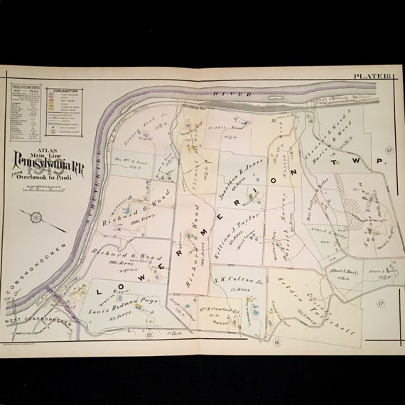 Map Of Main Line Pa 1920 Karte Von Lower Merion Original Antik Pennsylvania - Etsy.de