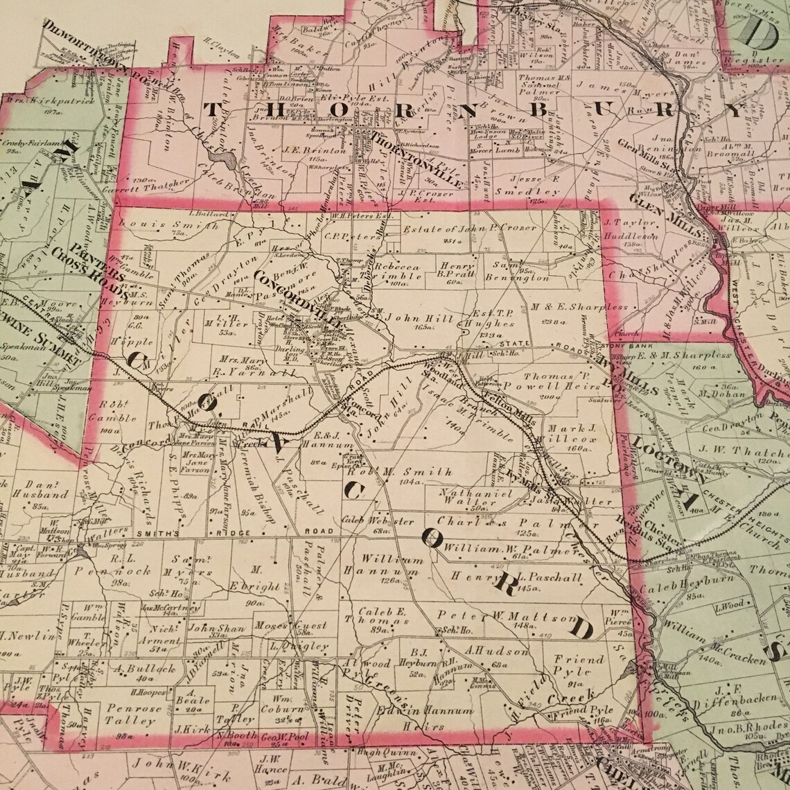 1877 Map of Delaware County Pennsylvania Original Antique Map | Etsy