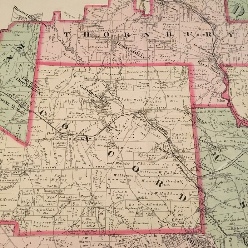 1877 Map of Delaware County Pennsylvania Original Antique Map | Etsy