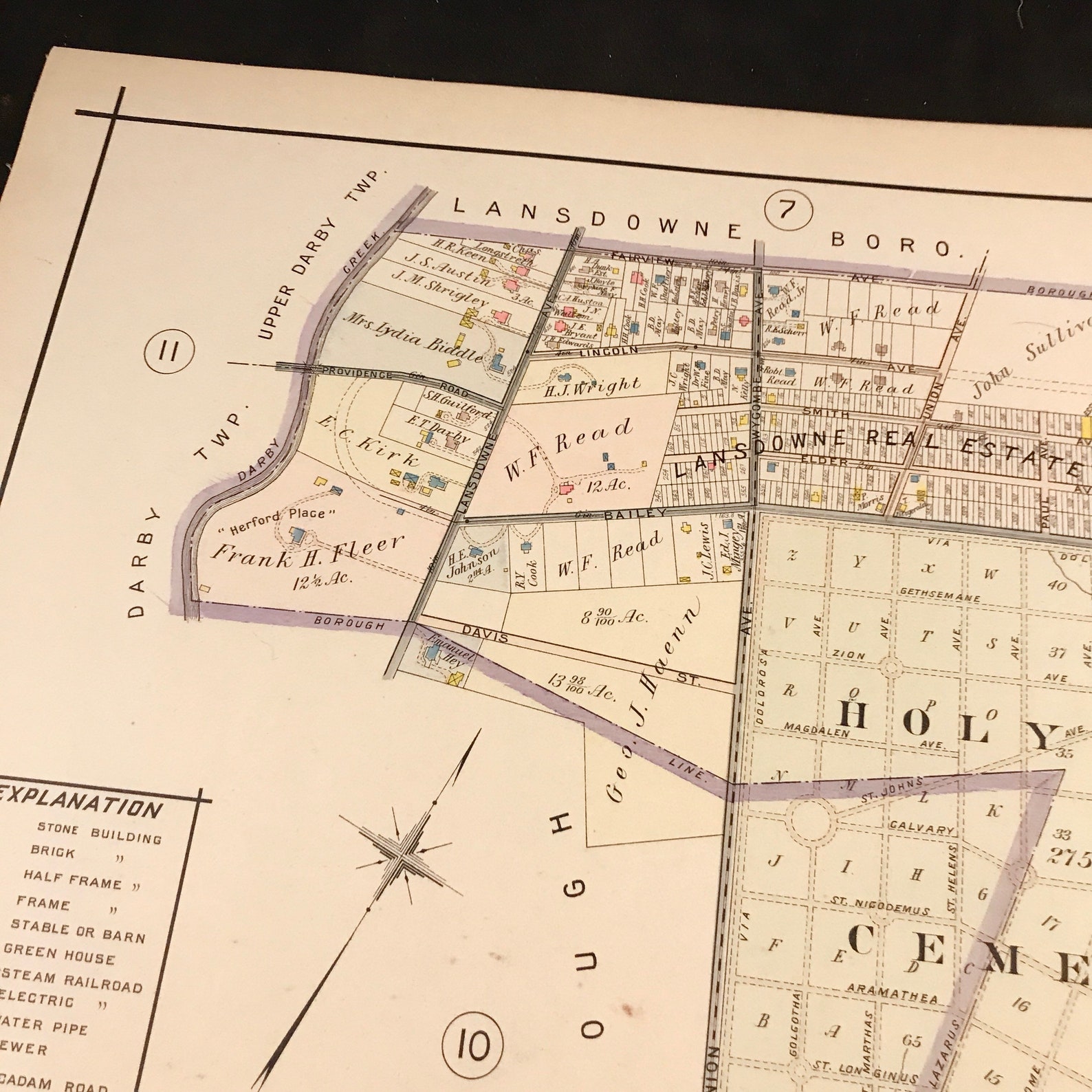 Original 1909 Map of Yeadon Borough Pennsylvania Antique Hand Etsy