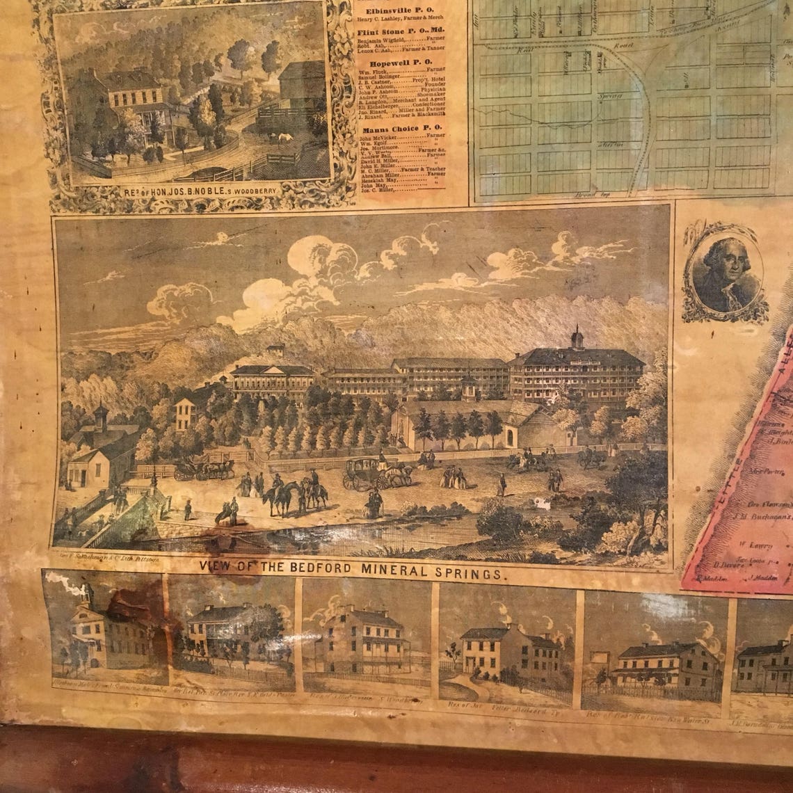 Rare 1861 Wall Map of Bedford County Pennsylvania Original Etsy