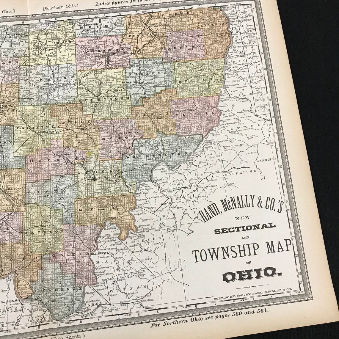 Antique Map of Southern Ohio Original 1882 Atlas Map for - Etsy