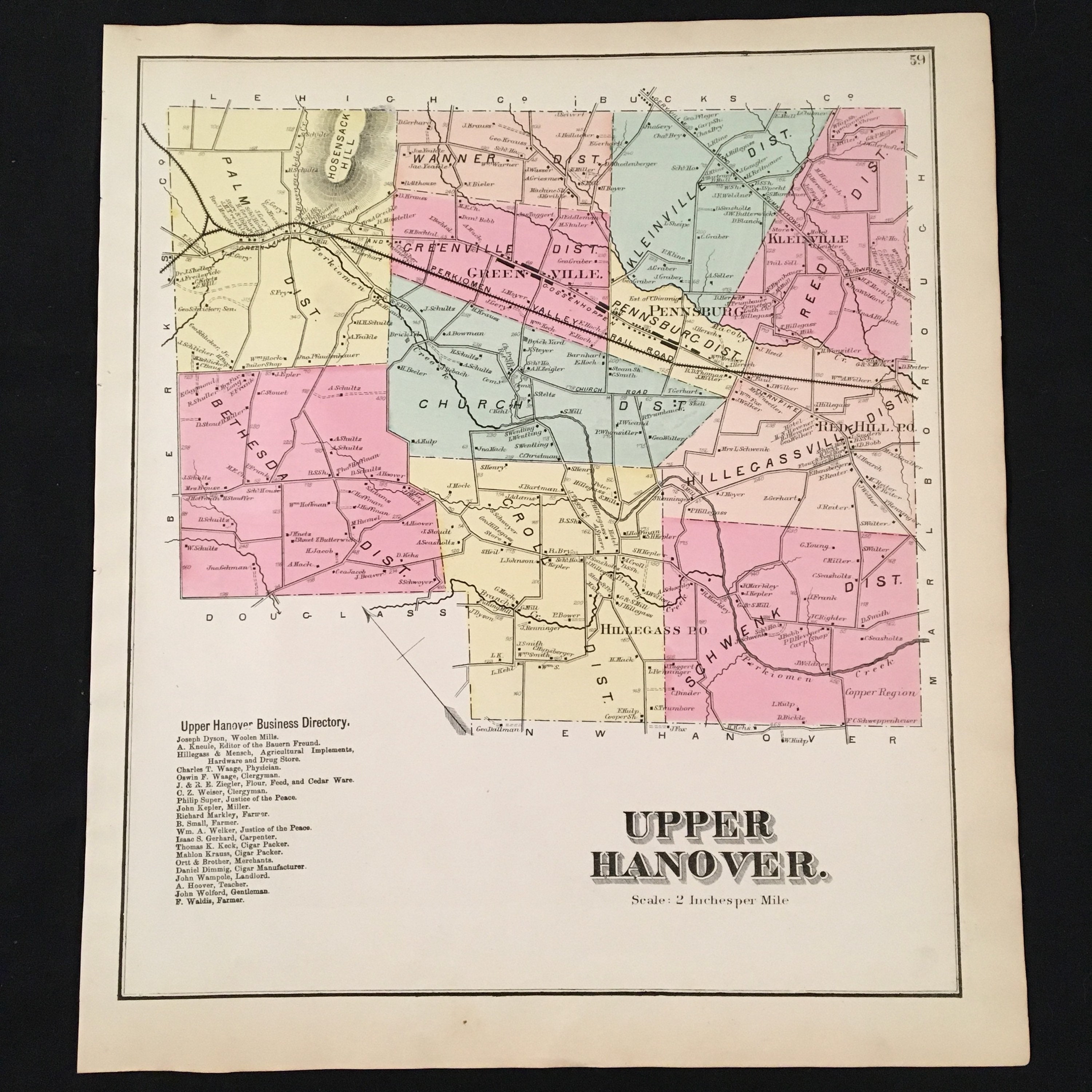 1871 Map of Upper Hanover Township Original Antique Map Etsy