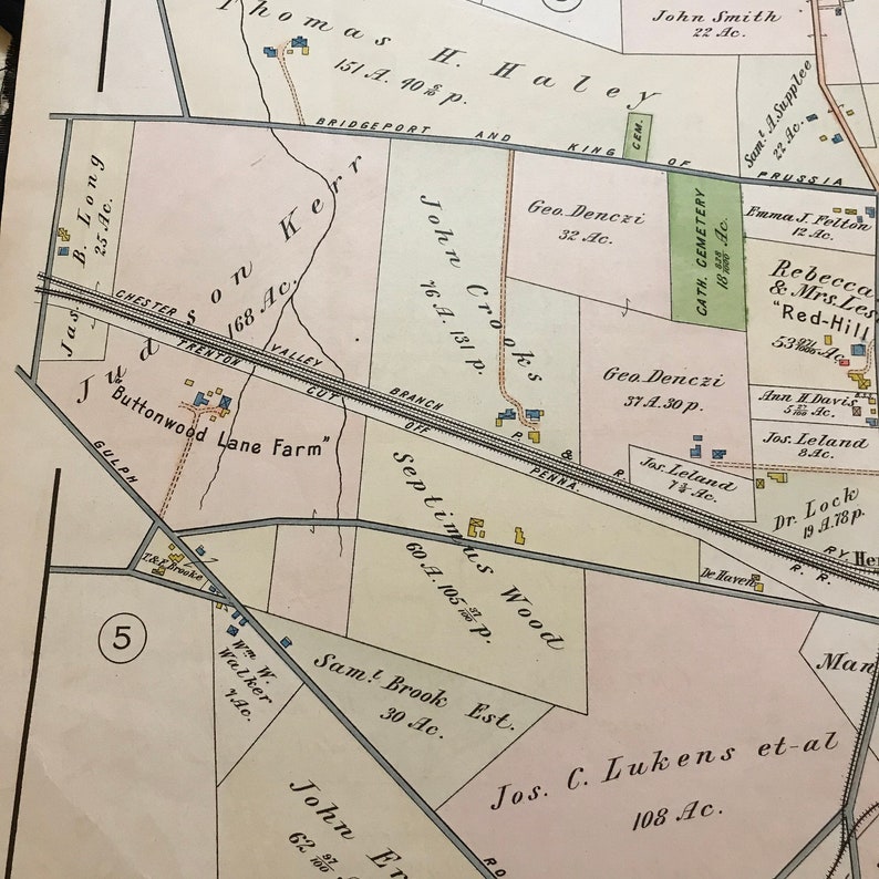 1912 Map of Bridgeport PA Original Hand Colored Antique Map Etsy Ireland
