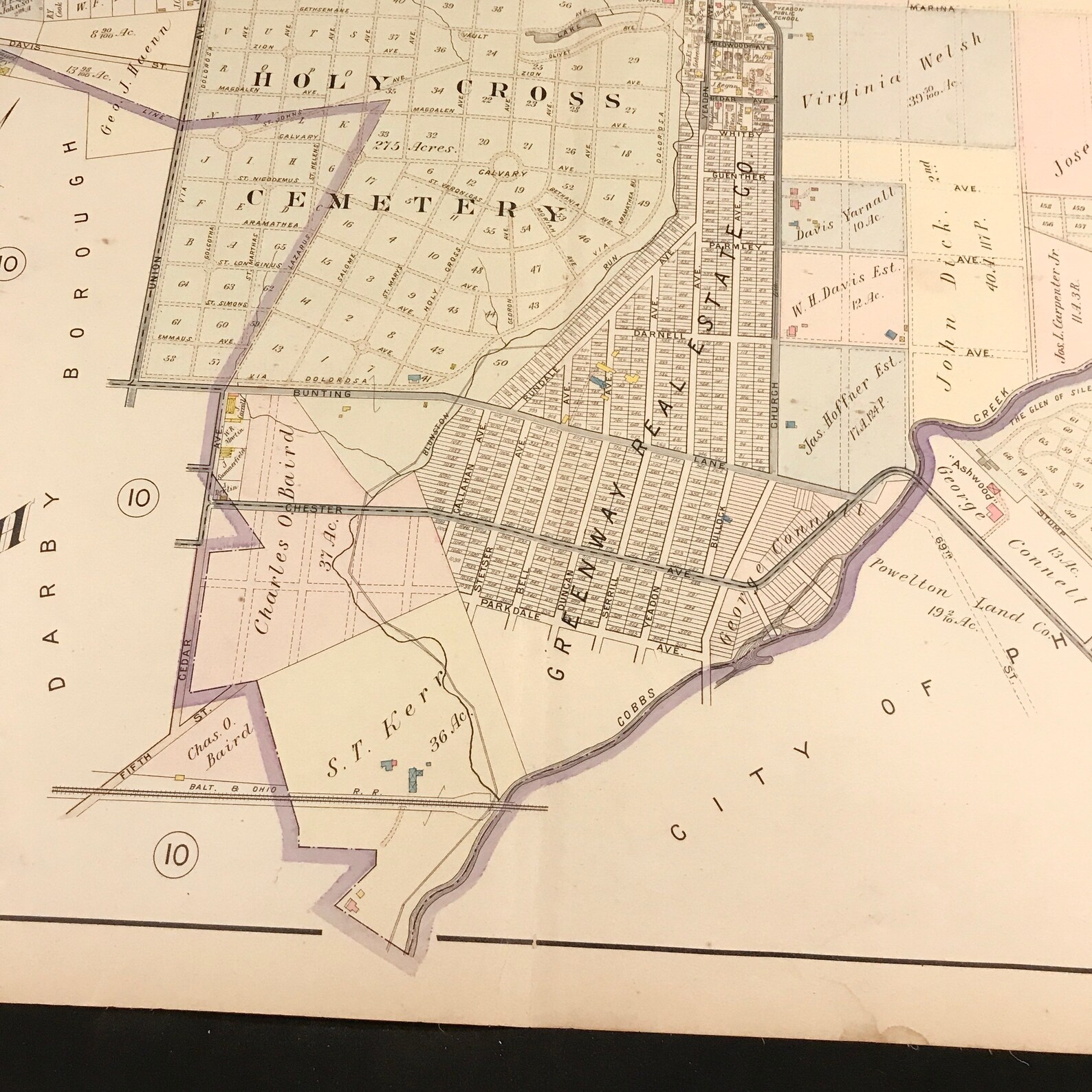 Original 1909 Map of Yeadon Borough Pennsylvania Antique Hand Etsy