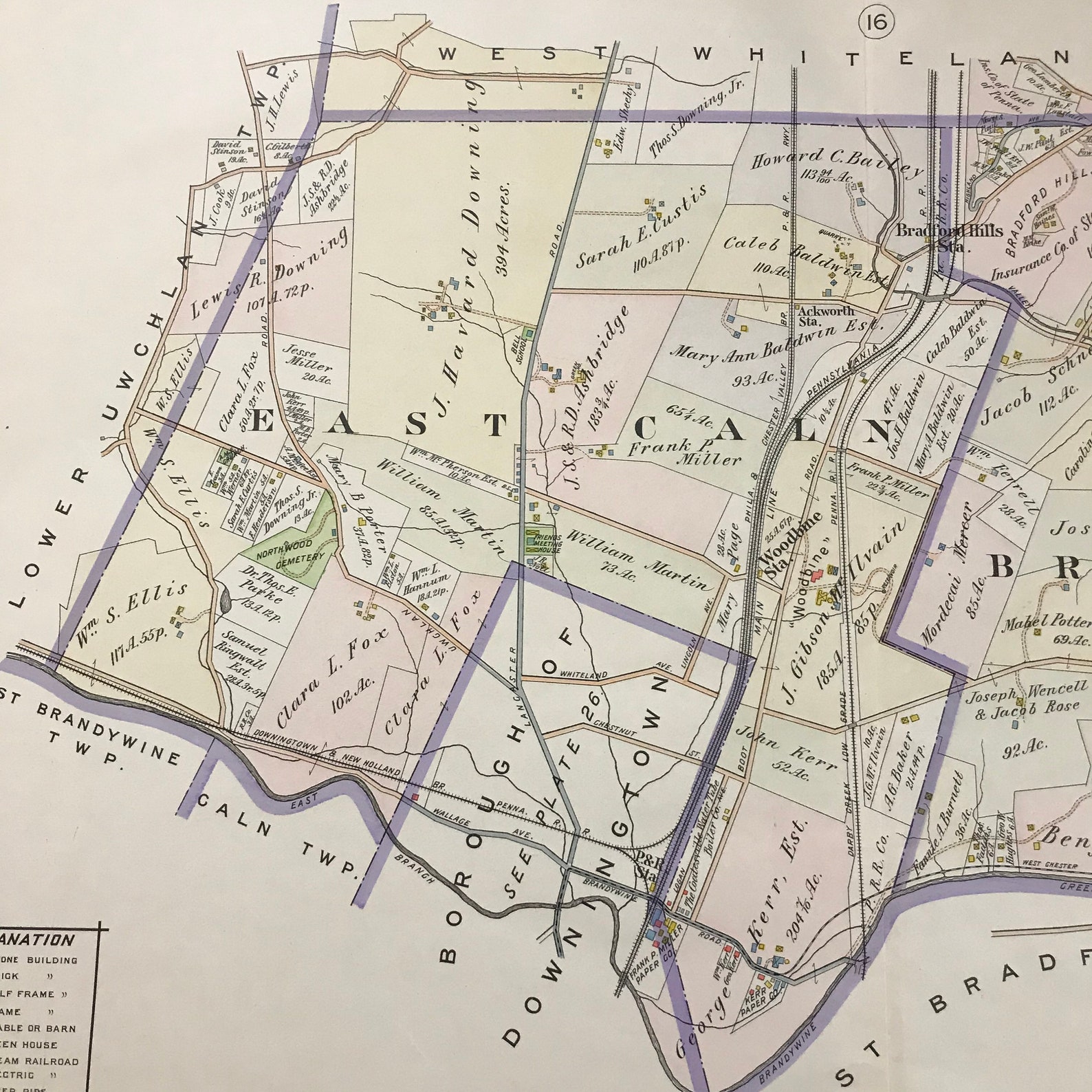 1912 Map of Downingtown Original Antique Map for Framing Etsy