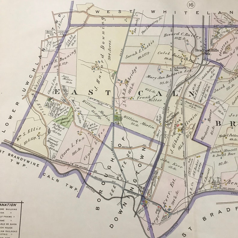 1912 Map of Downingtown Original Antique Map for Framing Etsy