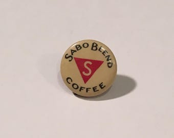 Sabo Blend Coffee - Vintage Advertising Pinback, Original Antique Button by Whitehead and Hoag