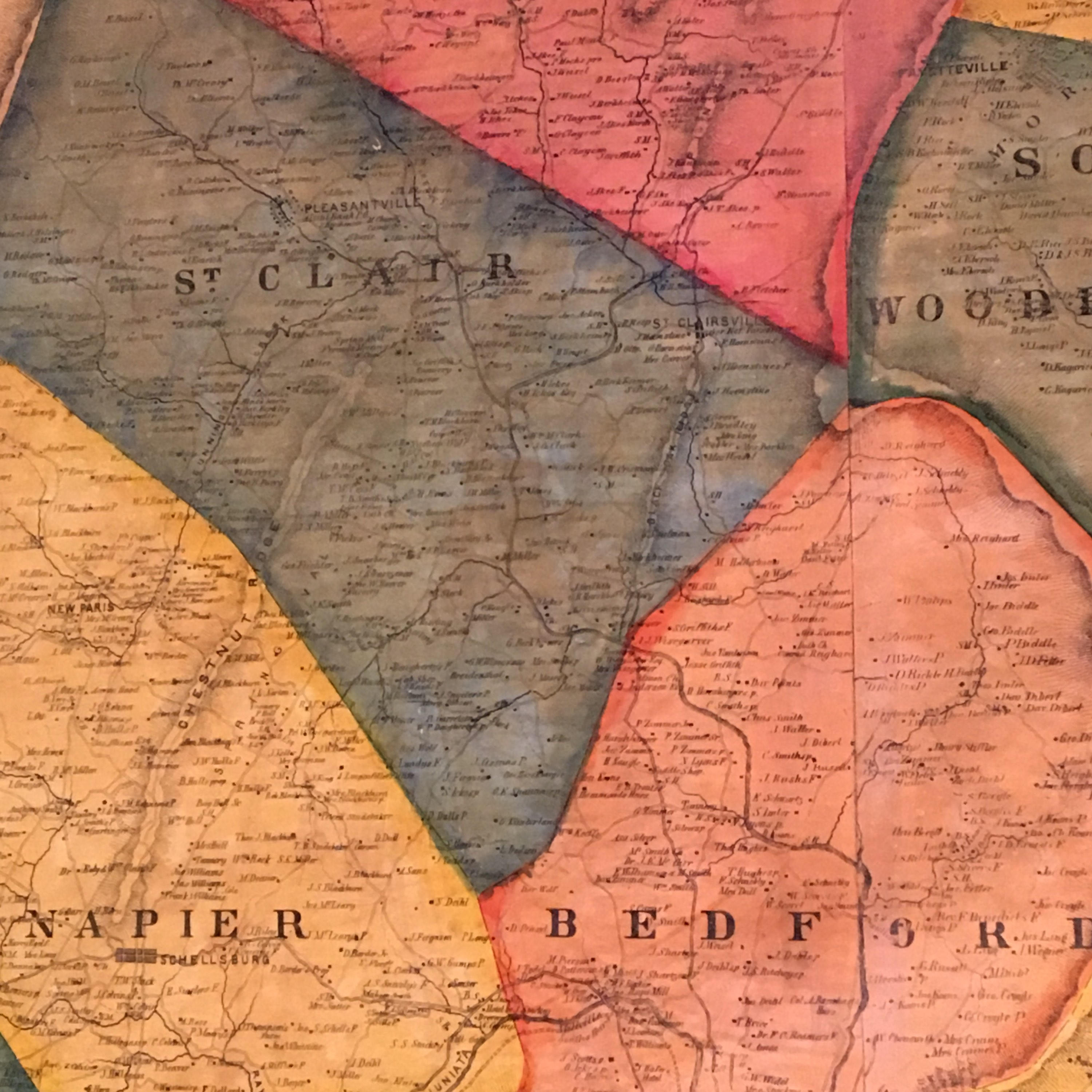 Rare 1861 Wall Map of Bedford County Pennsylvania Original Etsy UK