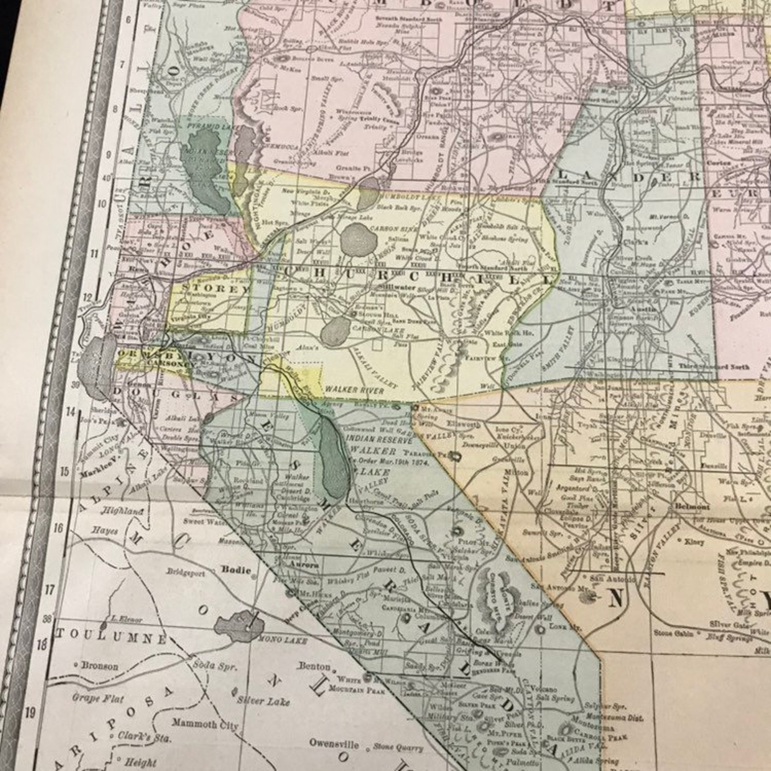 Antique Map of Nevada Original 1882 Map for Framing Etsy