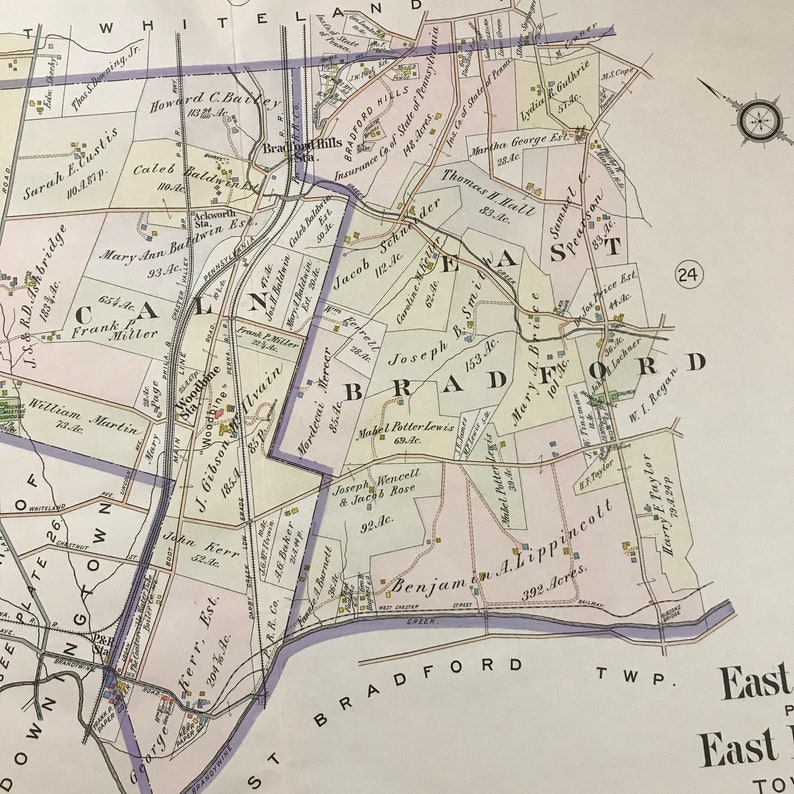 1912 Map of Downingtown Original Antique Map for Framing Etsy