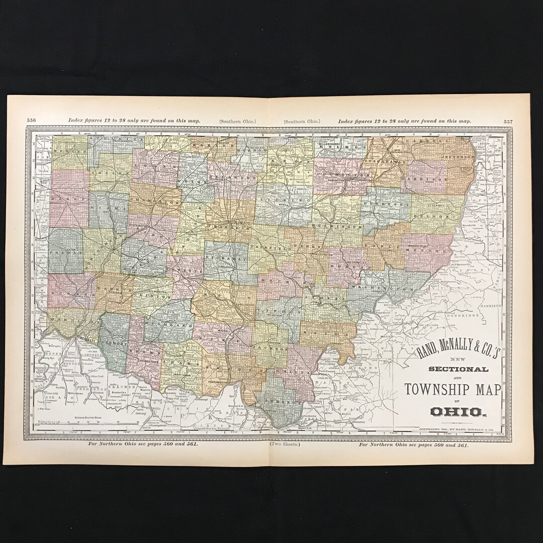 Antique Map of Southern Ohio Original 1882 Atlas Map for - Etsy