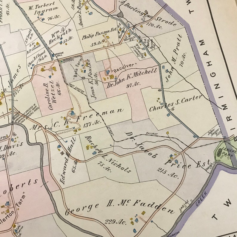 1912 Map of East Bradford Original Antique Map for Framing Etsy