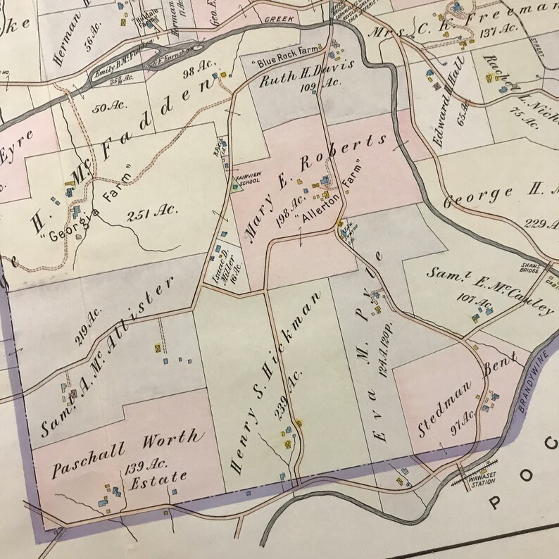 1912 Map of East Bradford Original Antique Map for Framing Etsy