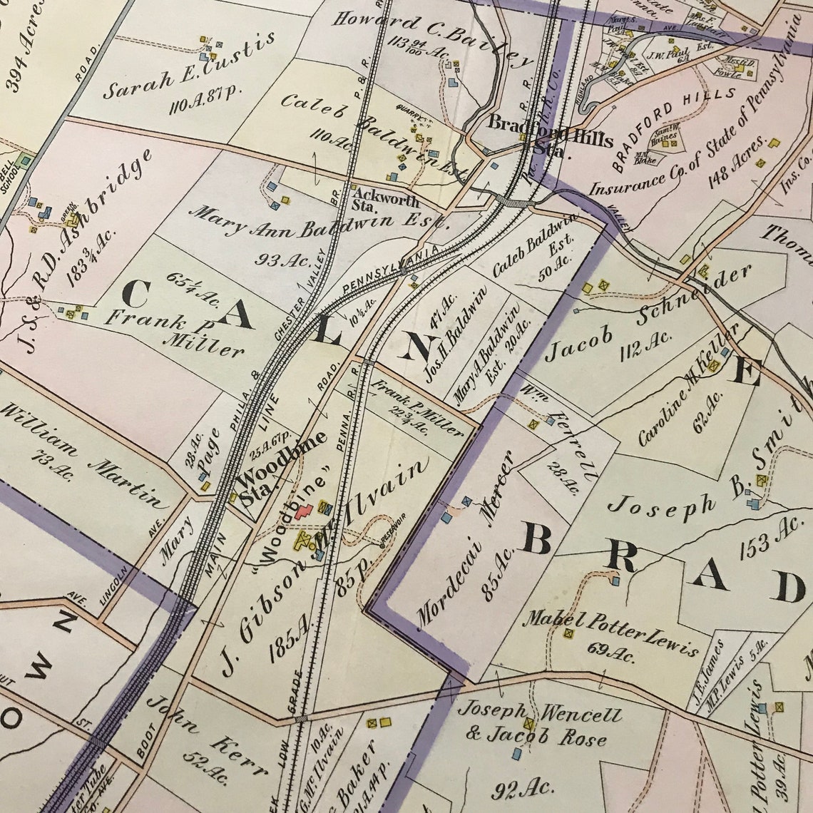 1912 Map of Downingtown Original Antique Map for Framing Etsy