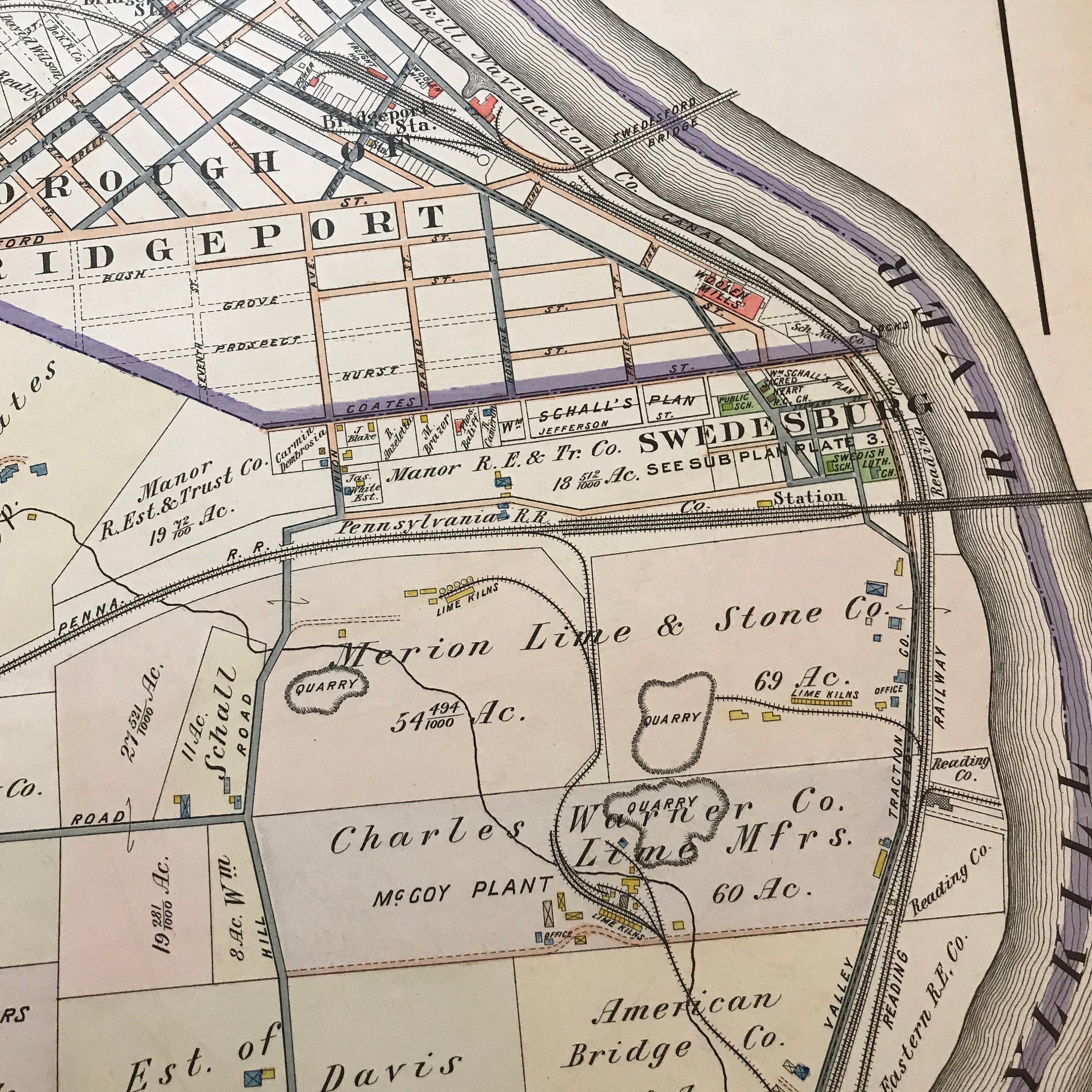 1912 Map of Bridgeport PA Original Hand Colored Antique Map Etsy Ireland