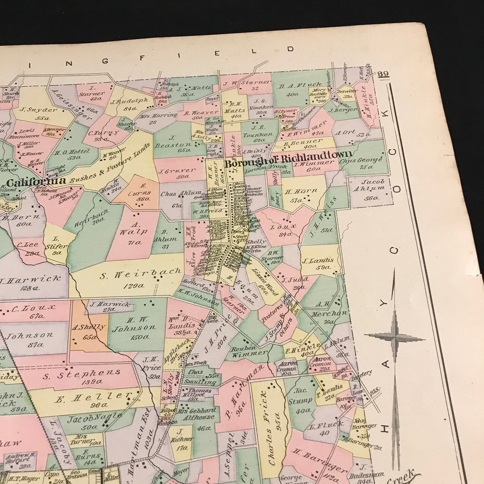1891 Map of Richland Township Bucks County Pennsylvania Etsy