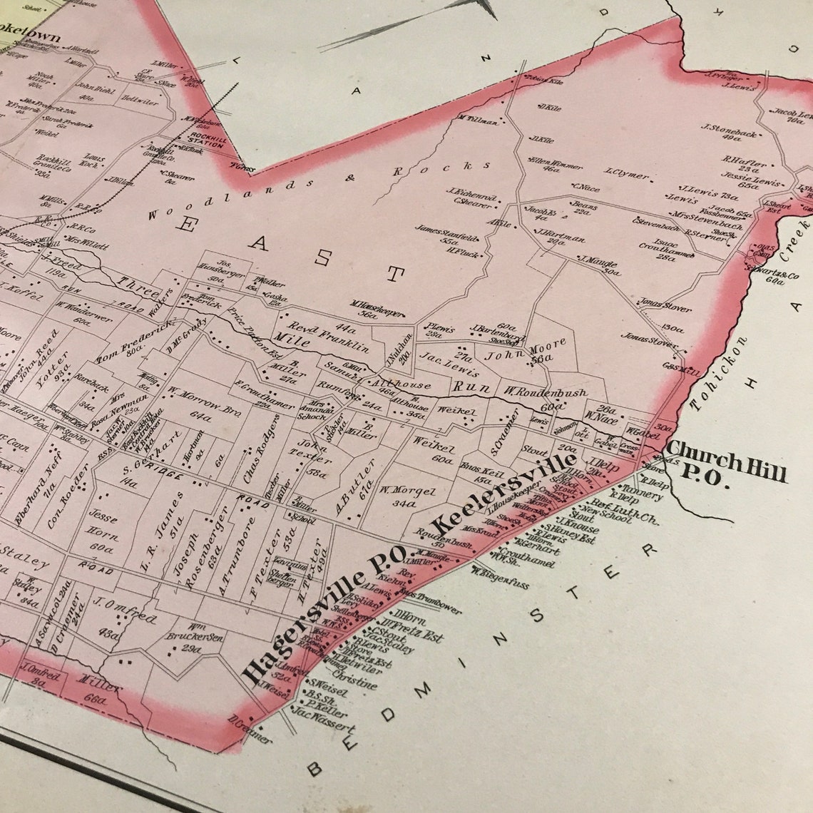 1891 Map of Rockhill Township Bucks County Pennsylvania Etsy