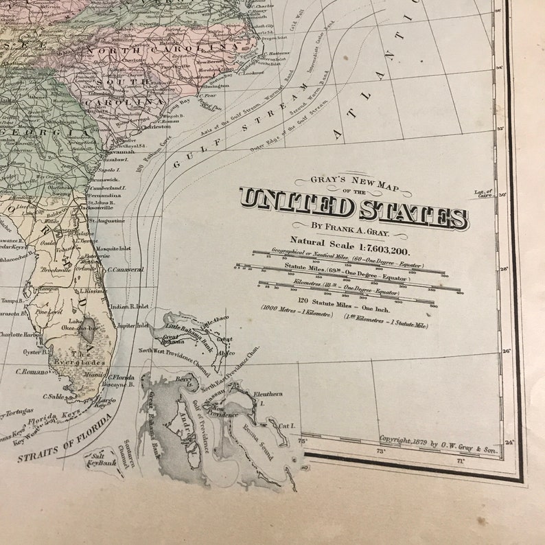 1891 Antique Map of the United States Original 19th Century | Etsy