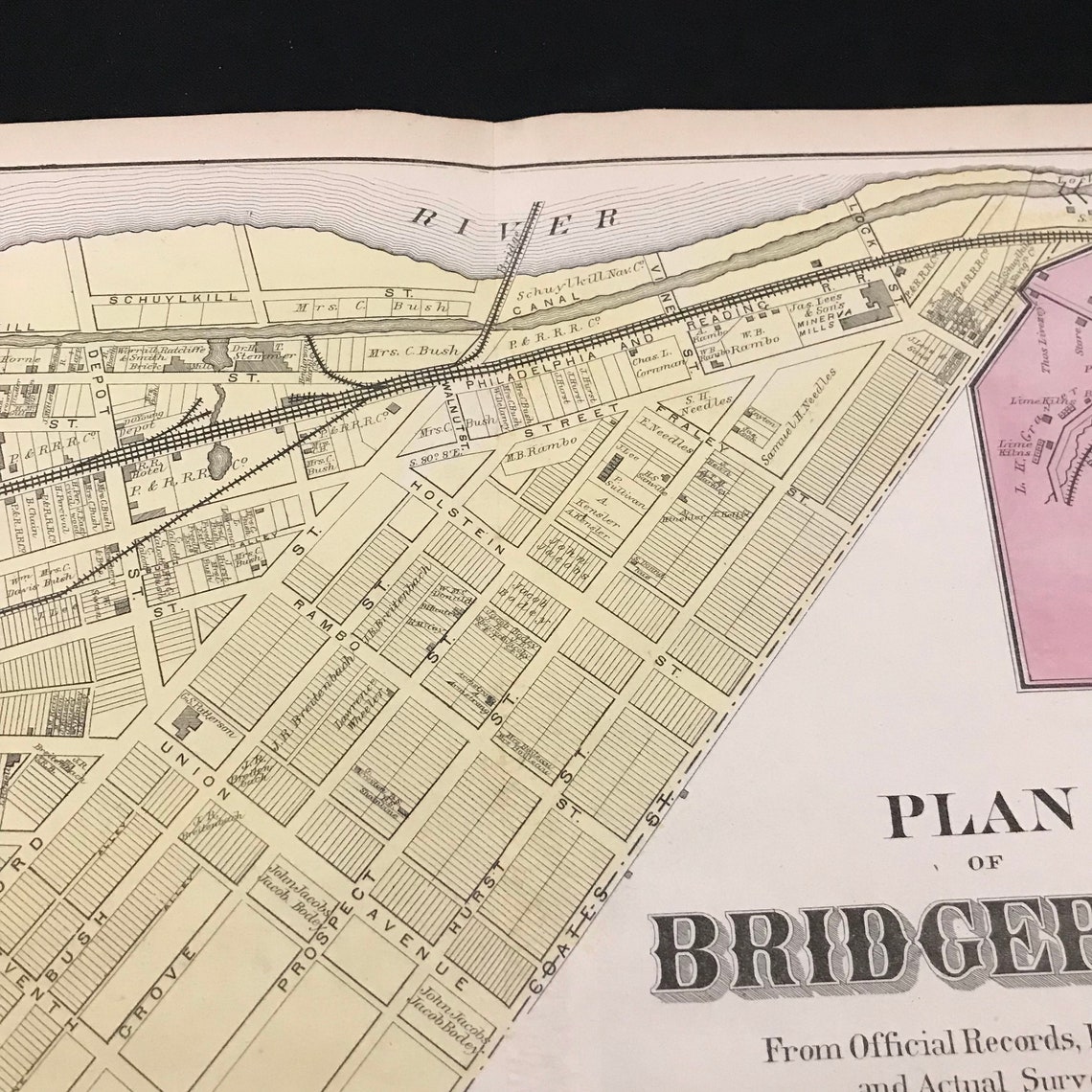 1871 Map of Bridgeport Pennsylvania Original Hand Colored Etsy