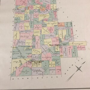 1891 Mapa de Warrington Township Bucks County Pensilvania Mapa Etsy