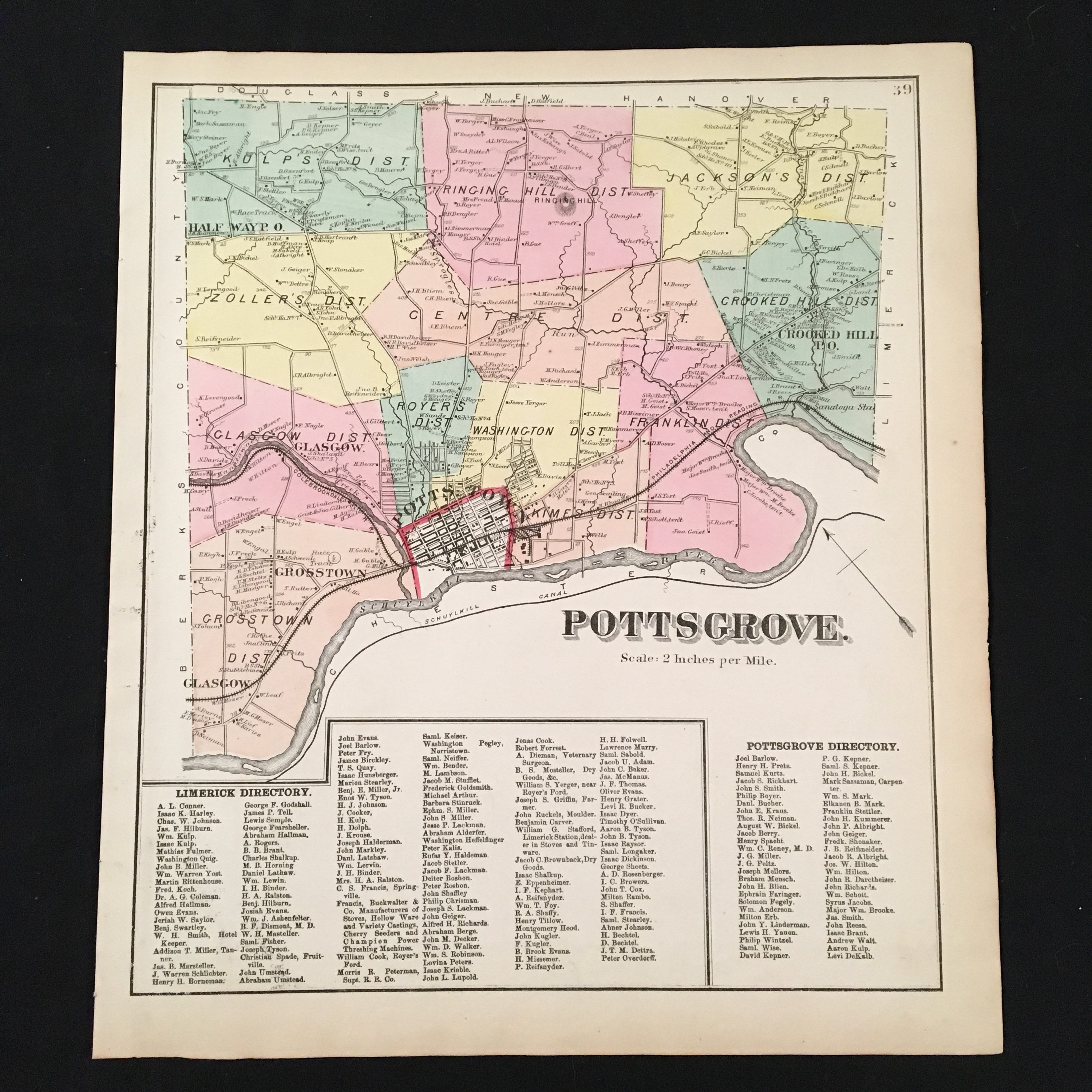 1871 Map of Pottsgrove Township Original Antique Map Etsy