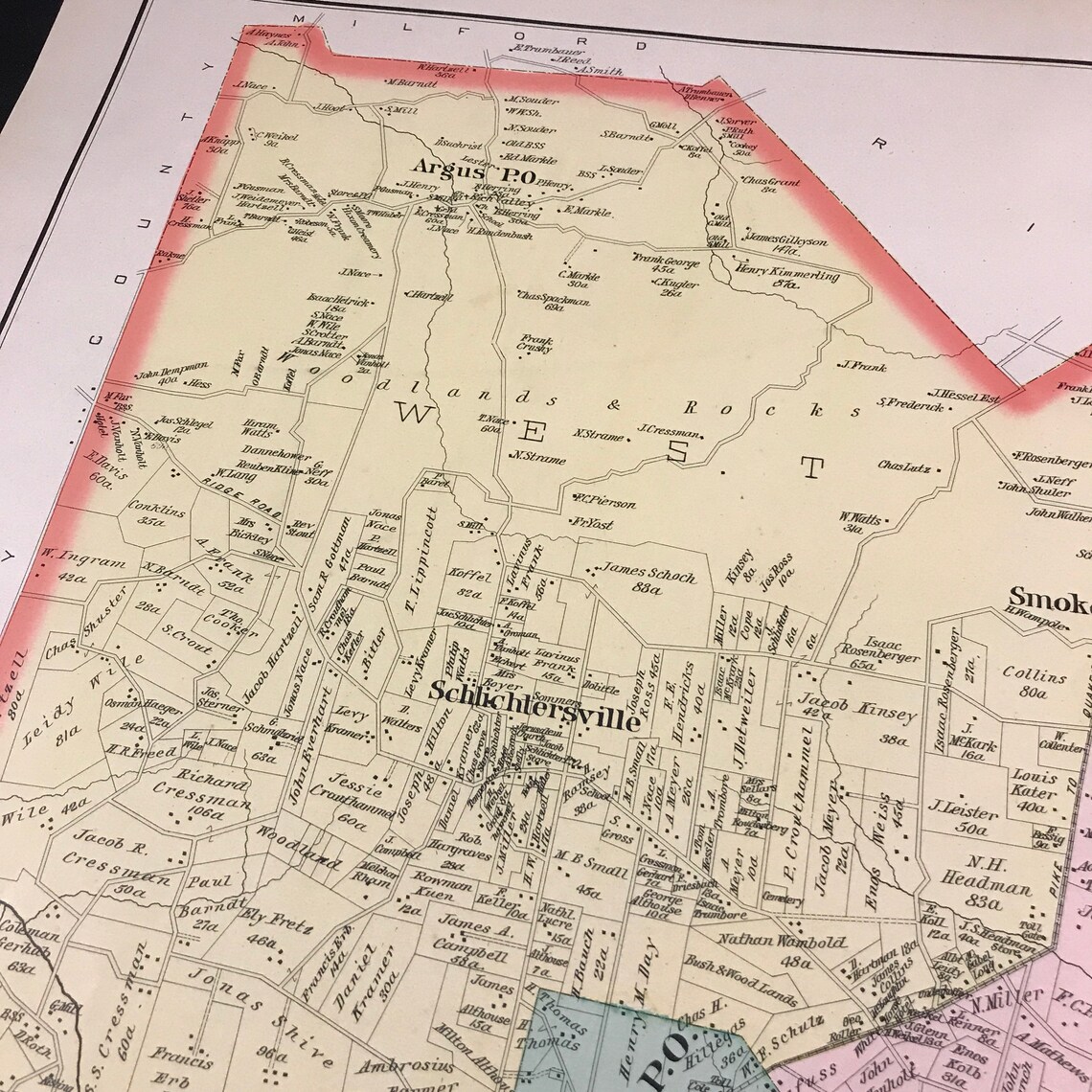1891 Map of Rockhill Township Bucks County Pennsylvania Etsy
