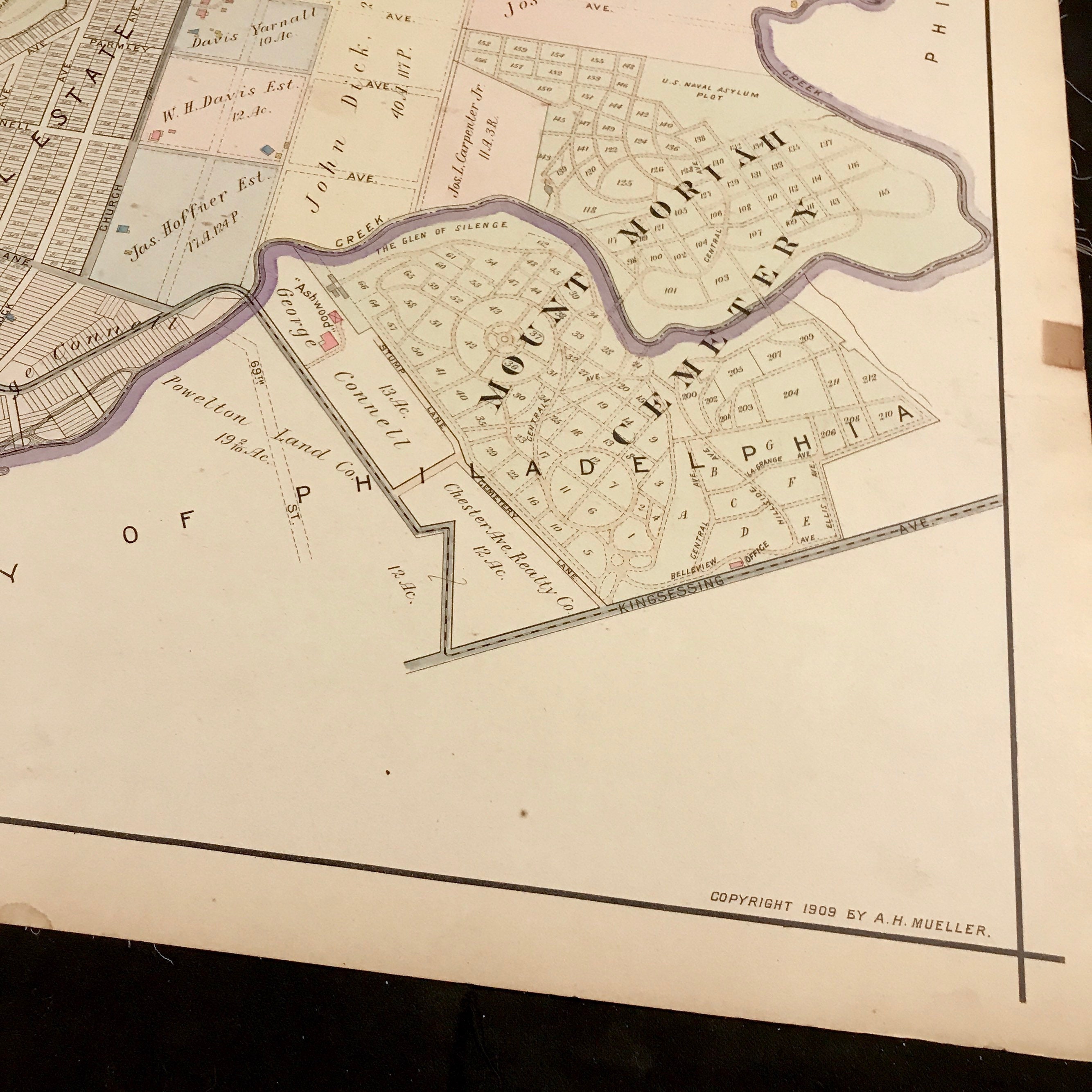 Original 1909 Map of Yeadon Borough Pennsylvania Antique Hand Etsy