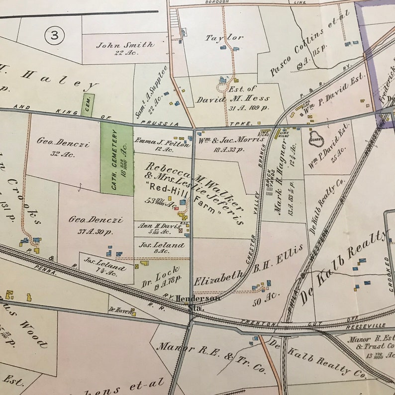 1912 Map of Bridgeport PA Original Hand Colored Antique Map Etsy Ireland