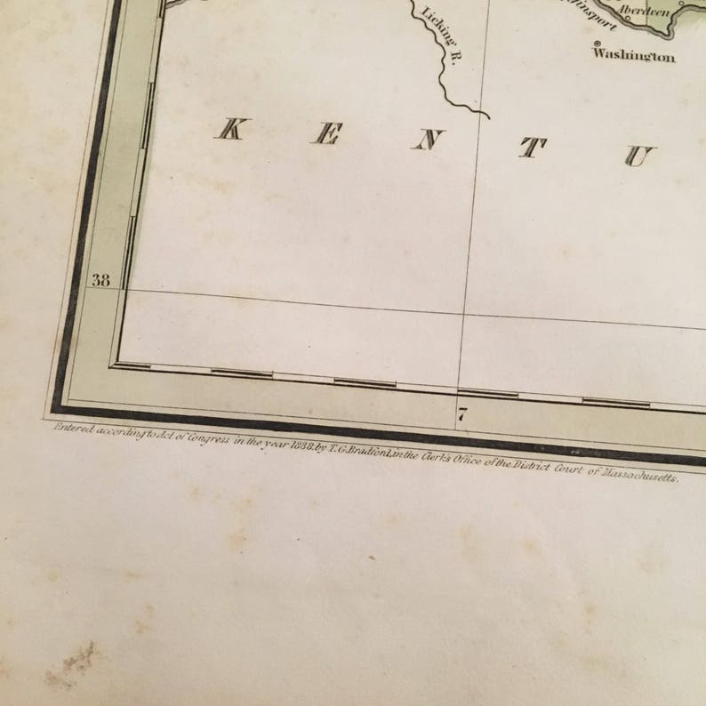 1842 Bradford Map of Ohio Original Hand Colored Antique Map Etsy