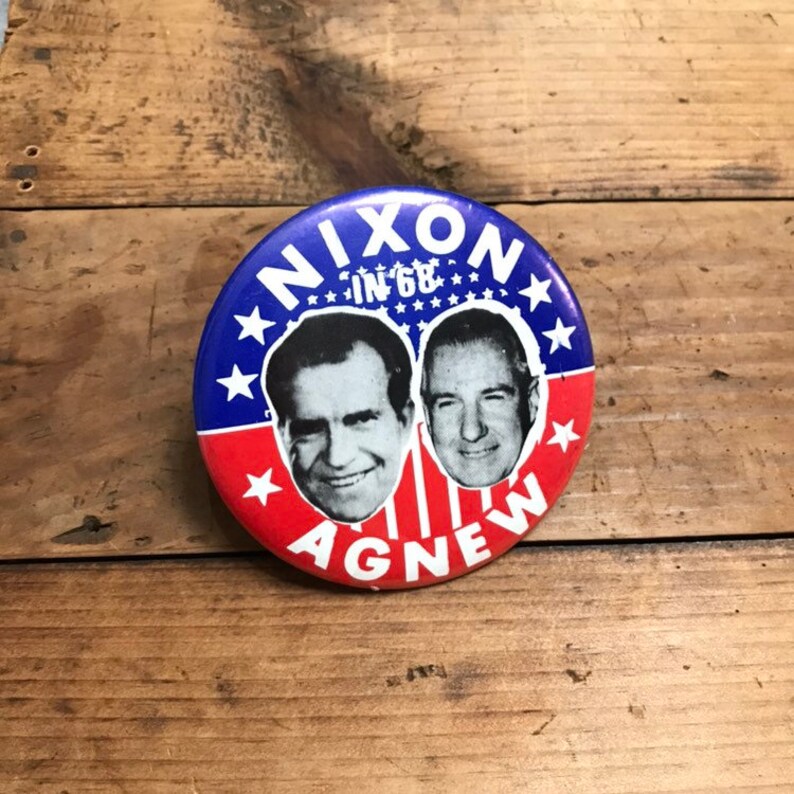 Vintage /"Nixon//Agnew/" Presidential Campaign Pinback 4/"