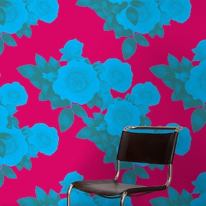 Mexican Folklore Floral Wallpaper, Bold Floral Wallpaper, Modern Botanical Wallpaper, Maximalist Home Removable Wallpaper