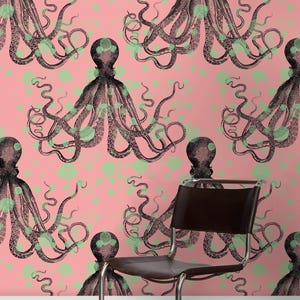 Vintage King Octopus Wallpaper, Wall Covering Art Removable Self-Adhesive Wallpaper