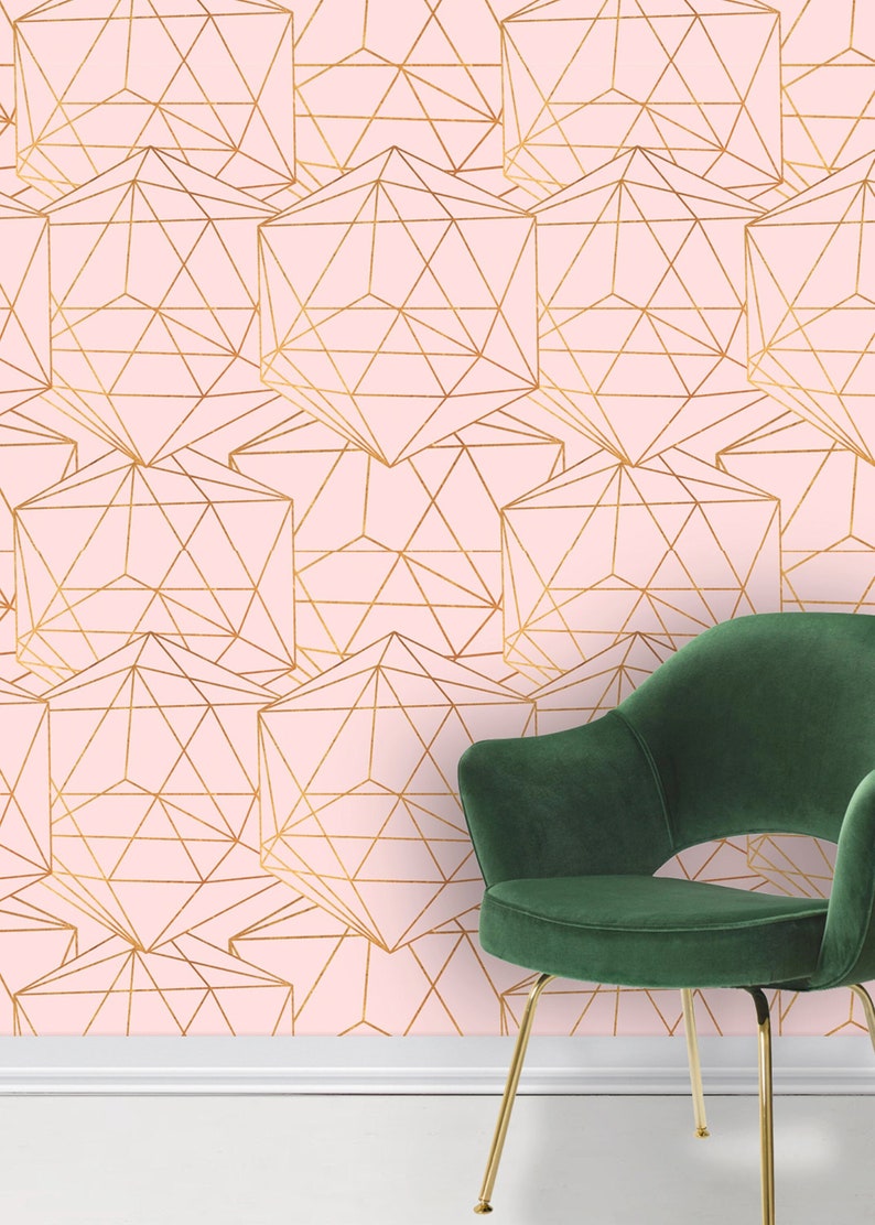 Geometric Glam Wallpaper, Wall Covering Art Removable Self-Adhesive Wallpaper image 1