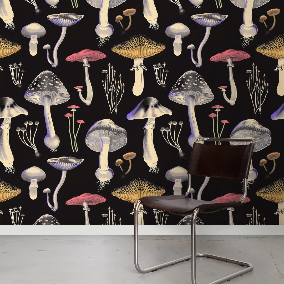 Dark Mushroom Wallpaper, Mushroom Wallpaper, Removable Self-adhesive ...