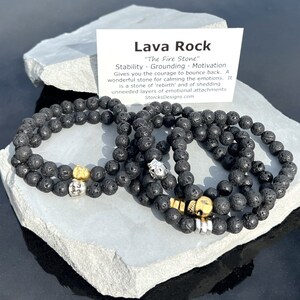 Mens Lava Rock 8mm Stone Beaded Bracelet Energy Stackable Beaded Bracelets Jewelry Under 50 Gift For Him Black Beaded Bracelet