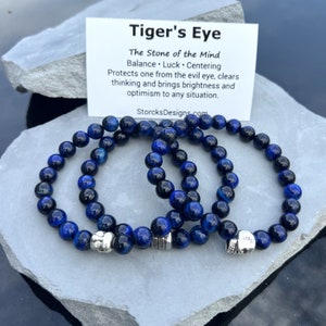 Bransoletka z koralików Blue Tigers Eye, biżuteria na szczęście dla kobiet, poniżej 30, prezenty dla mamy i matki, niebieska bransoletka, bransoletka z kamienia