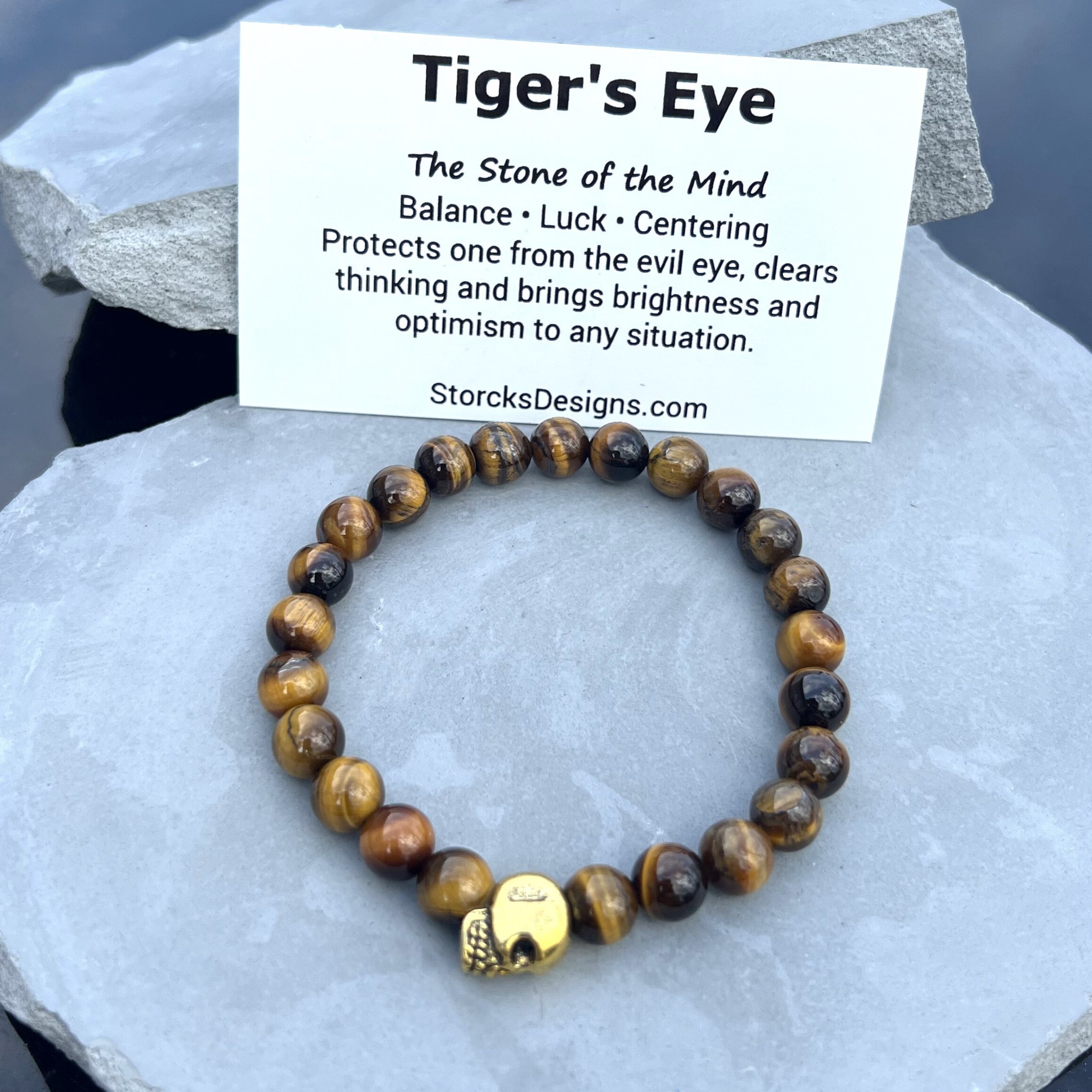 Amazon.com: Fit Selection Phoenix Tiger Eye Bracelet Solid  Tiger’s Eye Bracelet Brown Natural Gemstone Sterling Silver Beaded handmade main image 2