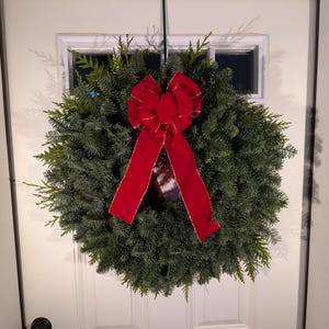 Fresh Cedar and Noble Fir Christmas Wreath | Natural Holiday Door Wreath | Traditional Winter Greenery