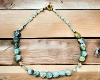 Peruvian opal and aquamarine necklace
