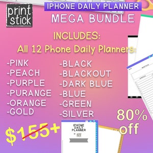 iPhone Daily Planner: Digital BuJo, 12 Colors (Digital Download)