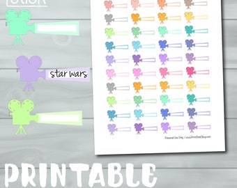 Afdrukbare Movie Night Planner Stickers - PRINTBAAR - Perfect voor Erin Condren, Happy Planner en anderen!