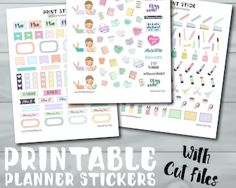 Planning Planner Stickers - PRINTABLE Stickers - Perfect for Erin Condren, Happy Planner or any other! With Trace Files