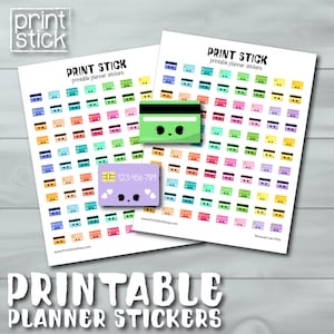 Kawaii Kreditkartenaufkleber - Printable Sheet - passend für Erin Condren Life Planner, Happy Planner oder jeden anderen Planer oder Notizbuch!