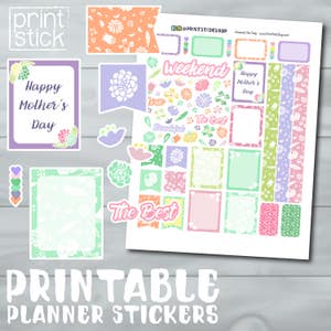 Mother&#39;s Day Printable Planner Stickers - Perfect for Erin Condren & other Planners!