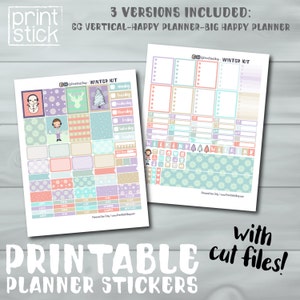 Pegatinas para planificador de invierno - Big Happy Planner / Erin Condren Veritcal / Mambi Kit IMPRIMIBLE - ¡Con archivos de corte!