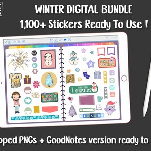 Winter Digital Planner Stickers: 1100+ PNG Stickers for GoodNotes, Notability