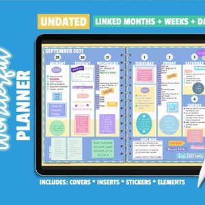 Undated Digital Planner for GoodNotes & others  iPad Planner Notability Planner Digital Stickers Digital Planner Tablet Planner