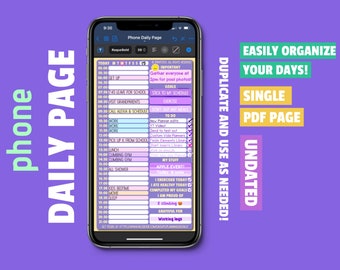 UNDATED iPhone Digital Planner PAGE - Single Digital Planner SMARTPHONE Page for GoodNotes, Notability, Noteshelf, etc