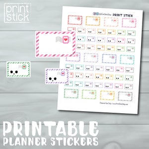 Pegatinas para planificador de sobres: pegatinas imprimibles con letras Kawaii: ¡perfectas para tu planificador Erin Condren, Happy Planner o cualquier otro!